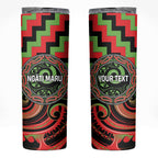 Aotearoa Ngati Maru Personalised Skinny Tumbler Maori Iwi Poutama Puhoro Tattoo