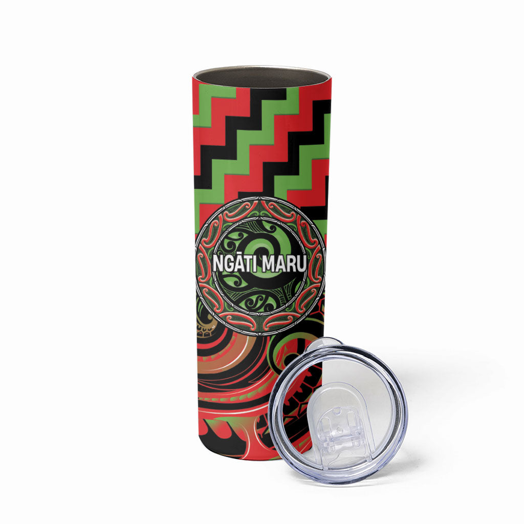 Aotearoa Ngati Maru Personalised Skinny Tumbler Maori Iwi Poutama Puhoro Tattoo