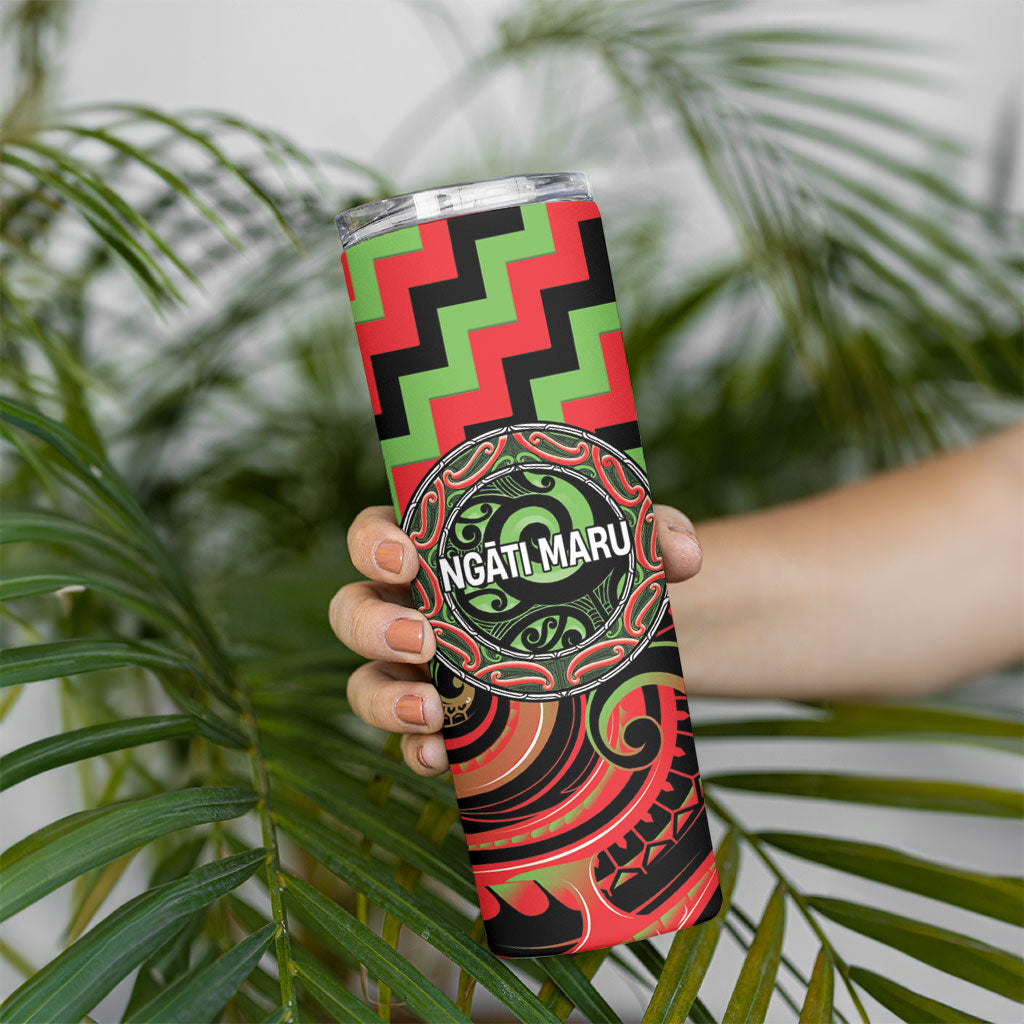 Aotearoa Ngati Maru Personalised Skinny Tumbler Maori Iwi Poutama Puhoro Tattoo
