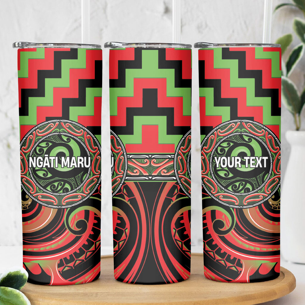Aotearoa Ngati Maru Personalised Skinny Tumbler Maori Iwi Poutama Puhoro Tattoo