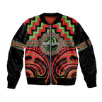 Aotearoa Ngati Maru Personalised Sleeve Zip Bomber Jacket Maori Iwi Poutama Puhoro Tattoo