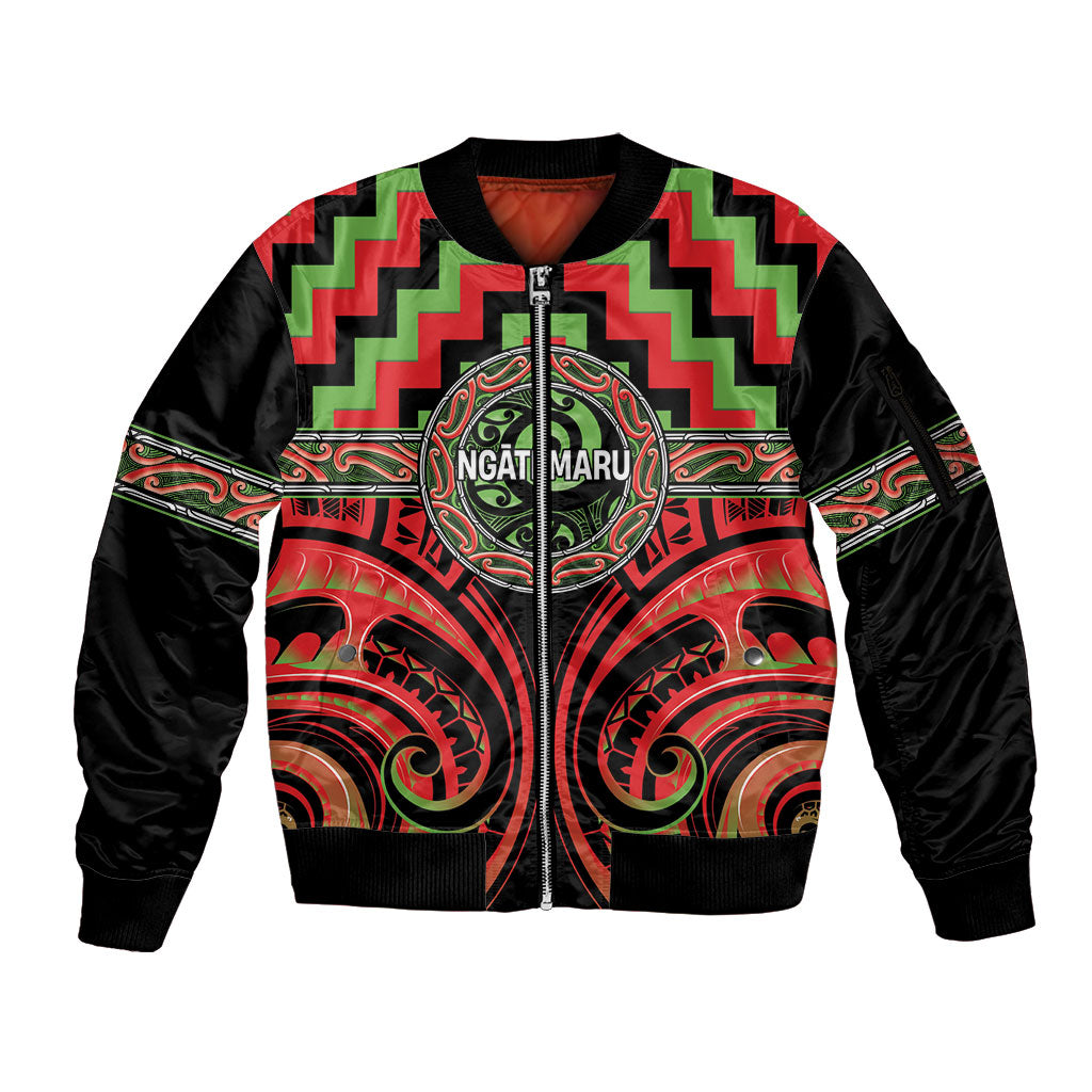 Aotearoa Ngati Maru Personalised Sleeve Zip Bomber Jacket Maori Iwi Poutama Puhoro Tattoo