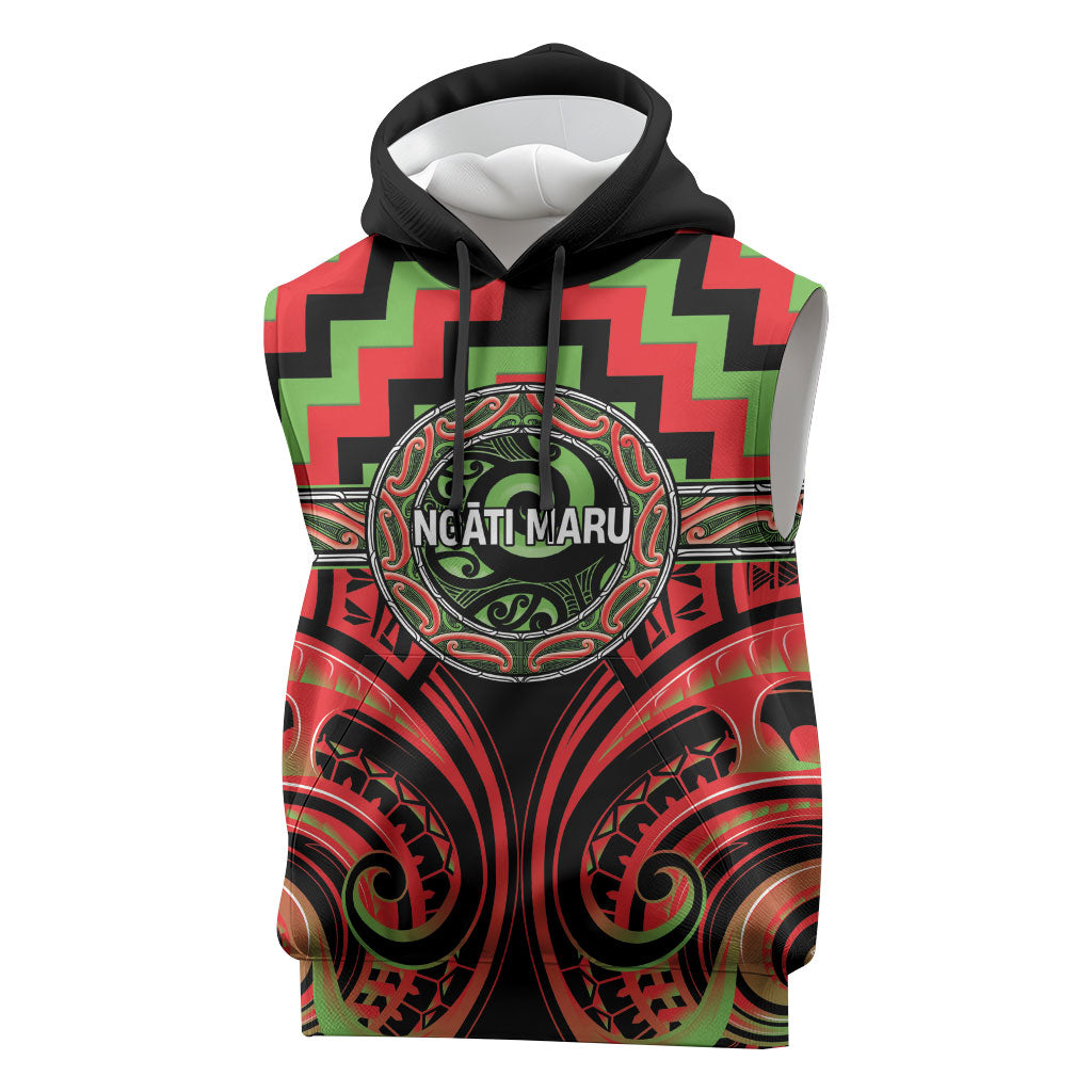 Aotearoa Ngati Maru Personalised Sleeveless Hoodie Maori Iwi Poutama Puhoro Tattoo