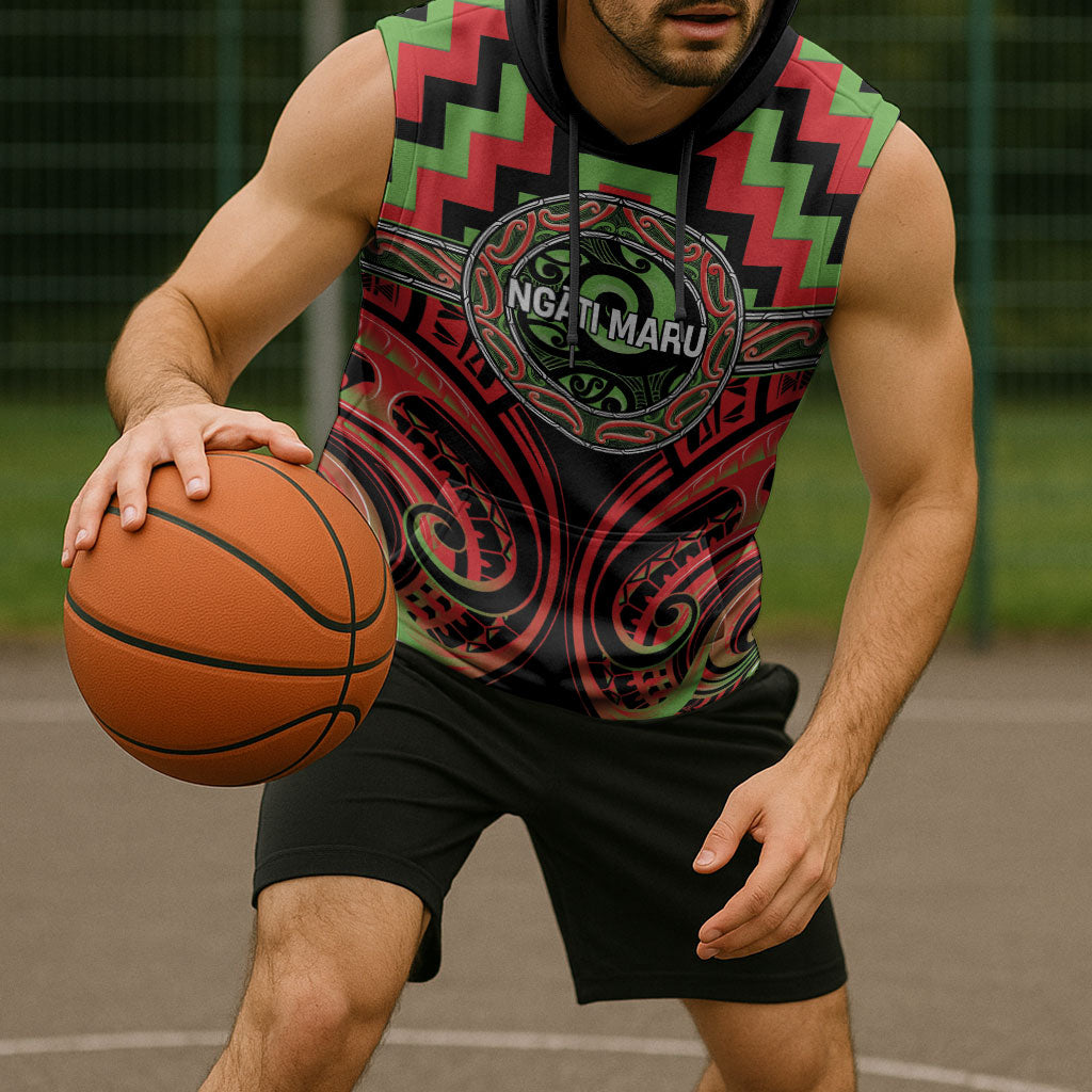 Aotearoa Ngati Maru Personalised Sleeveless Hoodie Maori Iwi Poutama Puhoro Tattoo