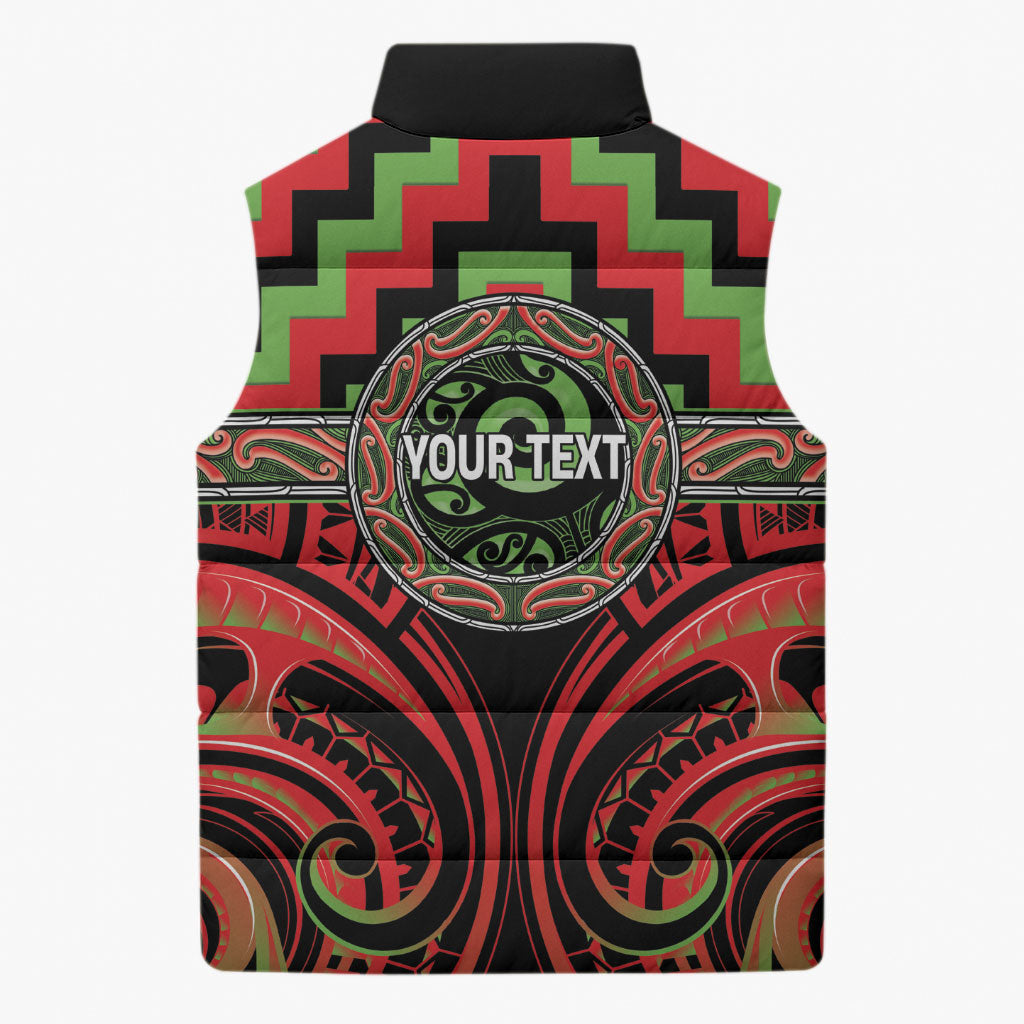 Aotearoa Ngati Maru Personalised Sleeveless Puffer Jacket Maori Iwi Poutama Puhoro Tattoo