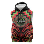 Aotearoa Ngati Maru Personalised Sleeveless Zip Hoodie Maori Iwi Poutama Puhoro Tattoo