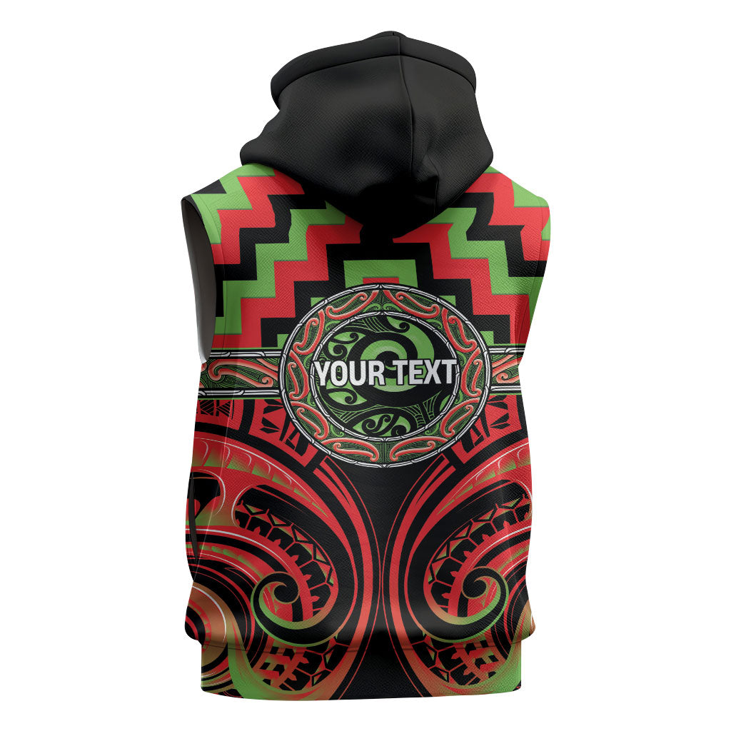 Aotearoa Ngati Maru Personalised Sleeveless Zip Hoodie Maori Iwi Poutama Puhoro Tattoo
