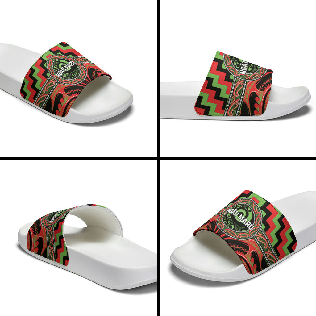 Aotearoa Ngati Maru Slide Sandals Maori Iwi Poutama Puhoro Tattoo