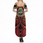 Aotearoa Ngati Maru Personalised Summer Maxi Dress Maori Iwi Poutama Puhoro Tattoo