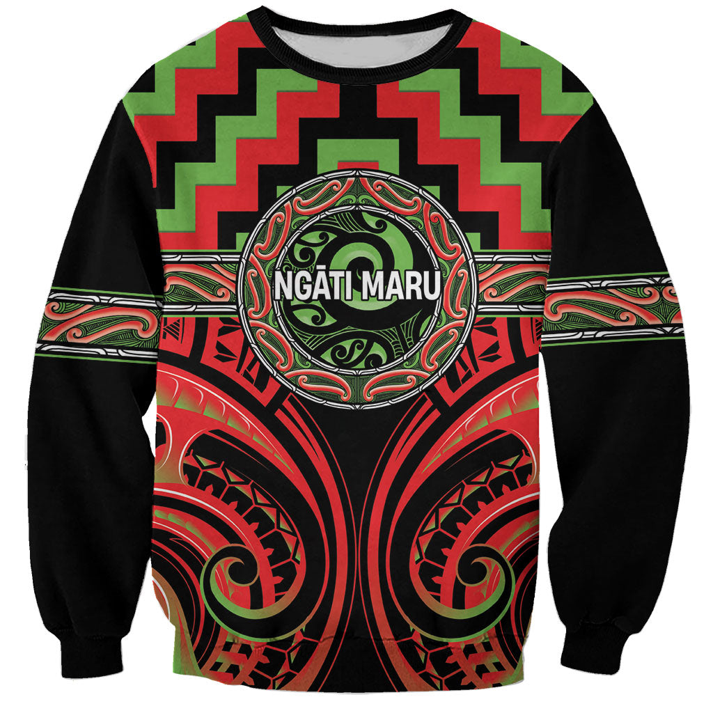 Aotearoa Ngati Maru Personalised Sweatshirt Maori Iwi Poutama Puhoro Tattoo