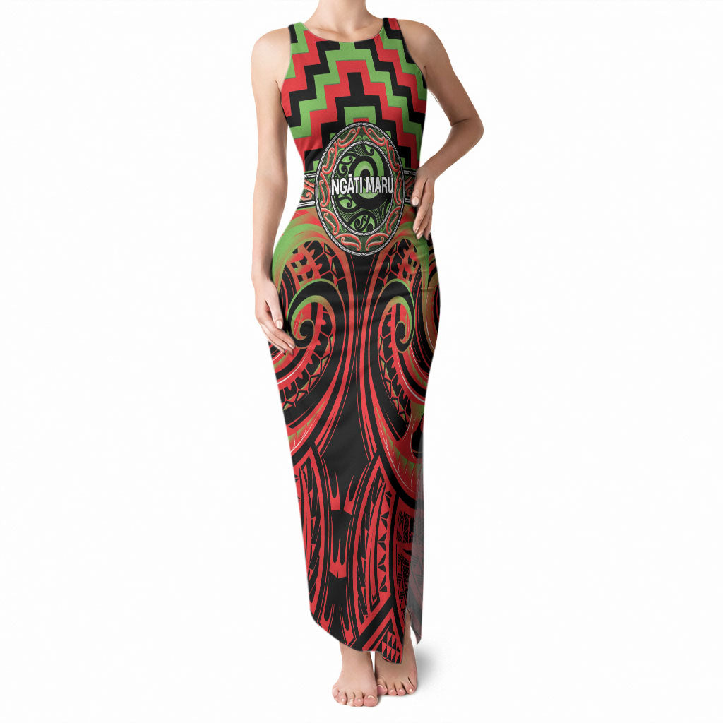 Aotearoa Ngati Maru Personalised Tank Maxi Dress Maori Iwi Poutama Puhoro Tattoo
