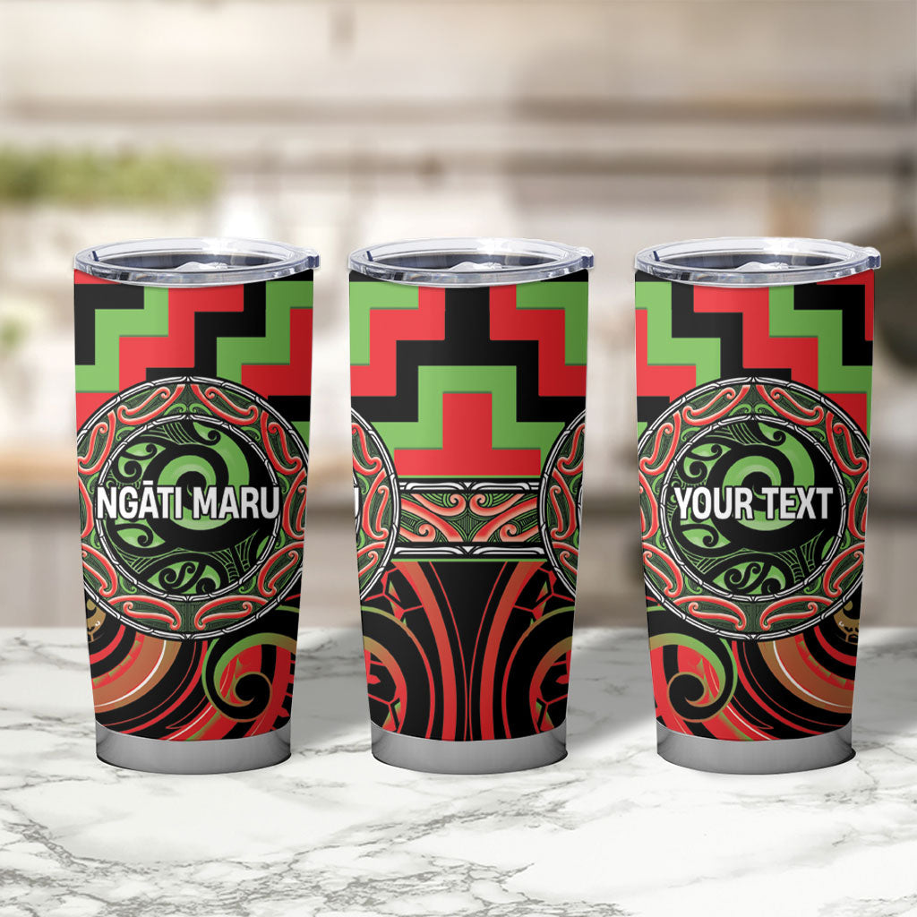 Aotearoa Ngati Maru Personalised Tumbler Cup Maori Iwi Poutama Puhoro Tattoo