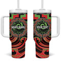 Aotearoa Ngati Maru Personalised Tumbler With Handle Maori Iwi Poutama Puhoro Tattoo