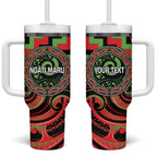 Aotearoa Ngati Maru Personalised Tumbler With Handle Maori Iwi Poutama Puhoro Tattoo