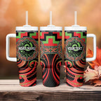 Aotearoa Ngati Maru Personalised Tumbler With Handle Maori Iwi Poutama Puhoro Tattoo
