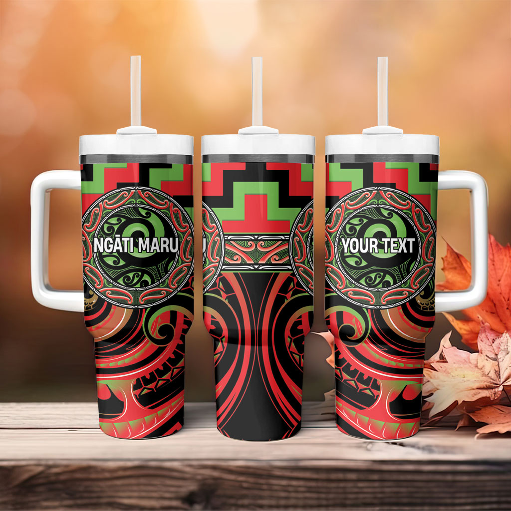 Aotearoa Ngati Maru Personalised Tumbler With Handle Maori Iwi Poutama Puhoro Tattoo