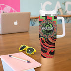 Aotearoa Ngati Maru Personalised Tumbler With Handle Maori Iwi Poutama Puhoro Tattoo