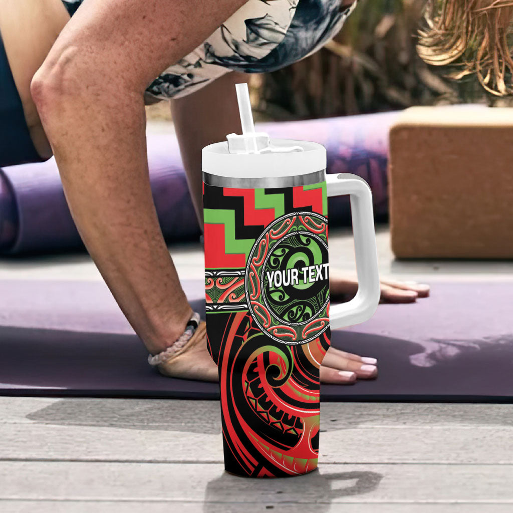 Aotearoa Ngati Maru Personalised Tumbler With Handle Maori Iwi Poutama Puhoro Tattoo