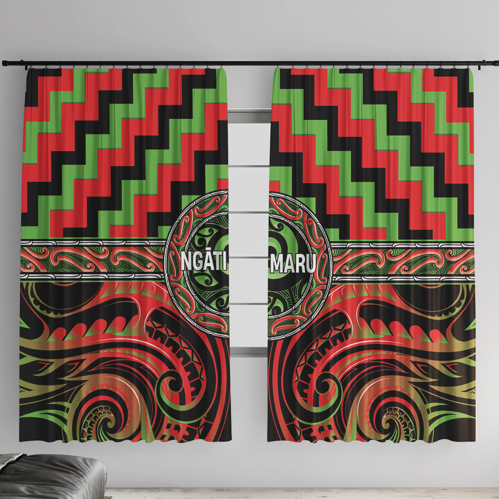 Aotearoa Ngati Maru Window Curtain Maori Iwi Poutama Puhoro Tattoo