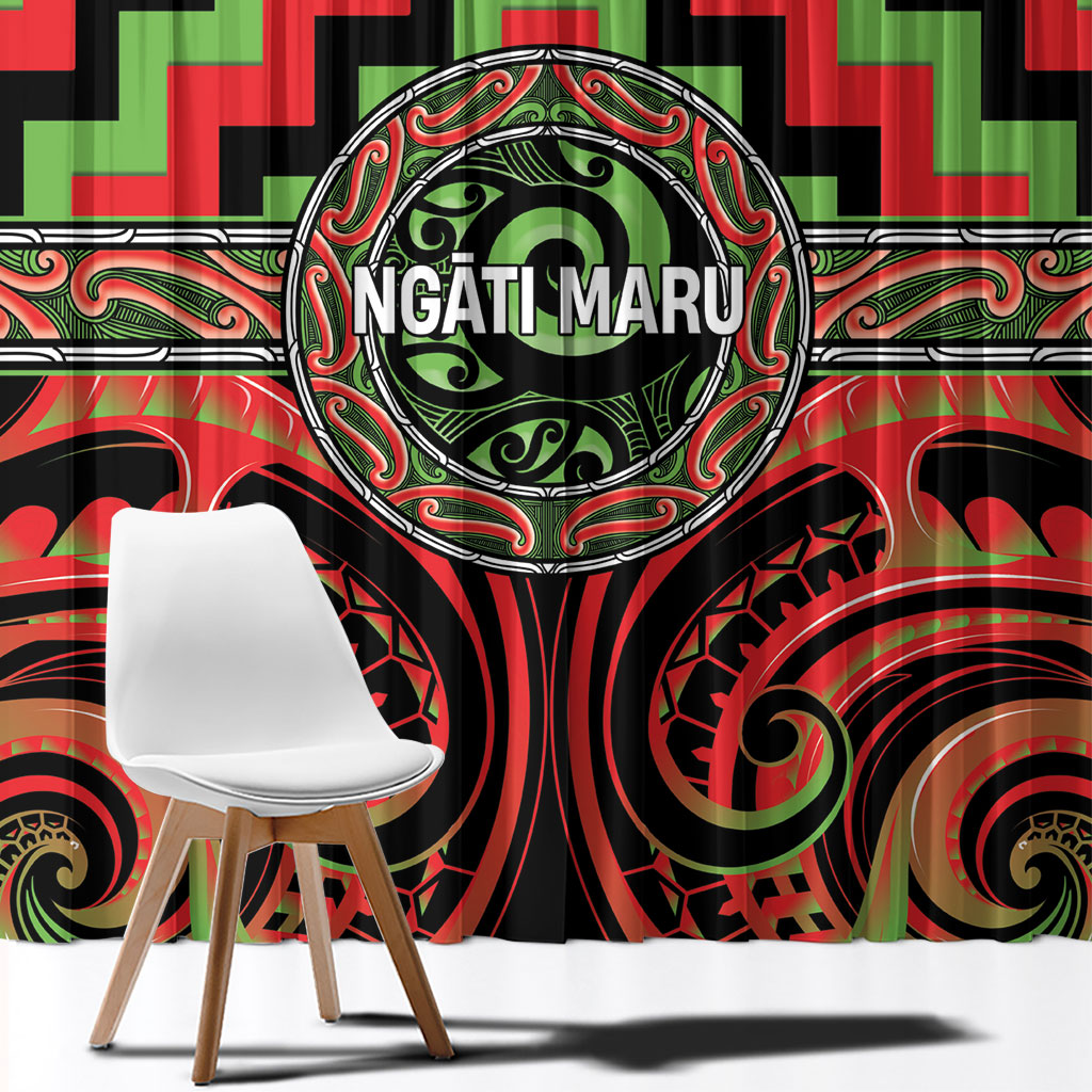 Aotearoa Ngati Maru Window Curtain Maori Iwi Poutama Puhoro Tattoo