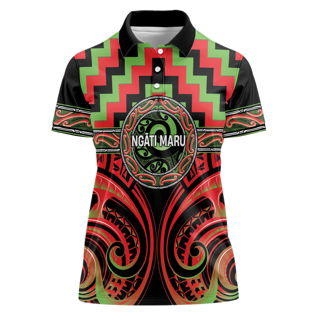 Aotearoa Ngati Maru Personalised Women Polo Shirt Maori Iwi Poutama Puhoro Tattoo
