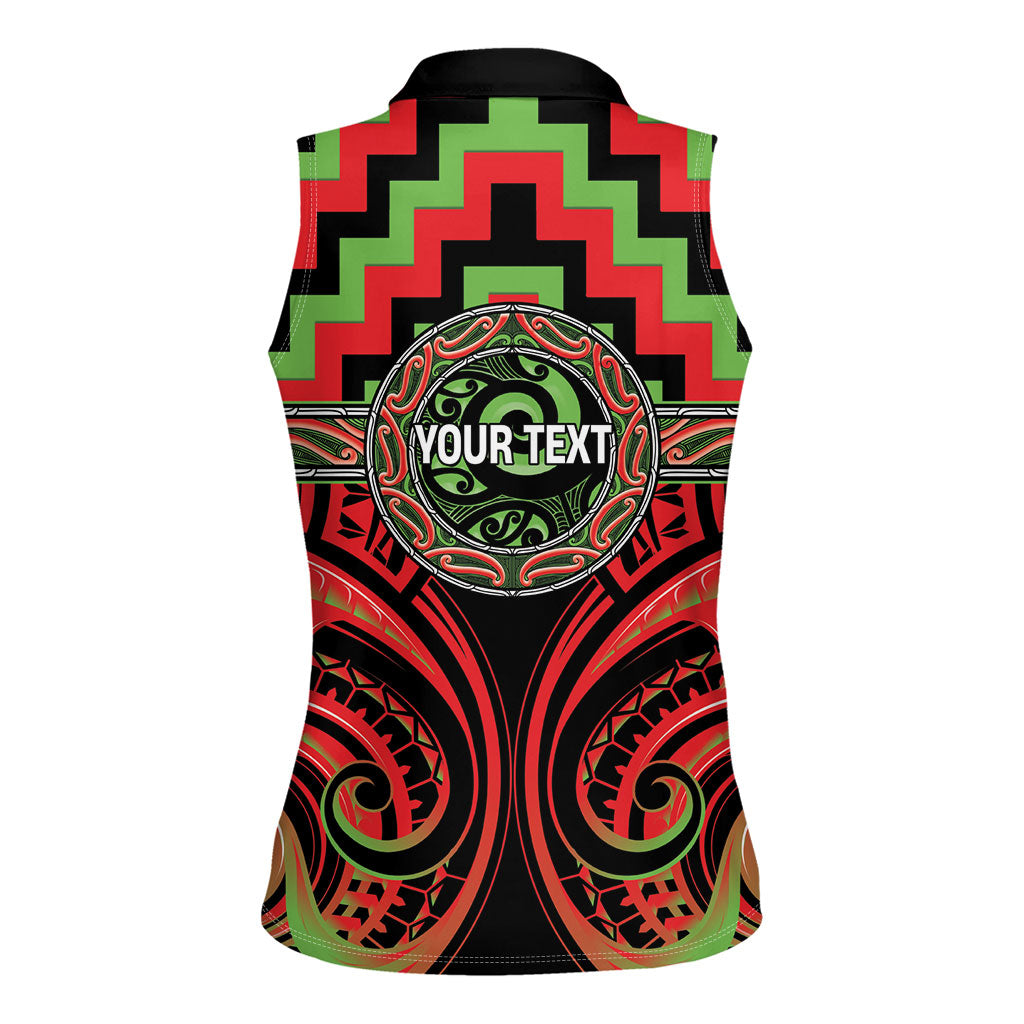 Aotearoa Ngati Maru Personalised Women Sleeveless Polo Shirt Maori Iwi Poutama Puhoro Tattoo