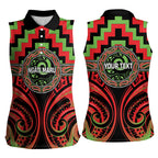 Aotearoa Ngati Maru Personalised Women Sleeveless Polo Shirt Maori Iwi Poutama Puhoro Tattoo