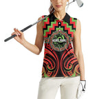 Aotearoa Ngati Maru Personalised Women Sleeveless Polo Shirt Maori Iwi Poutama Puhoro Tattoo