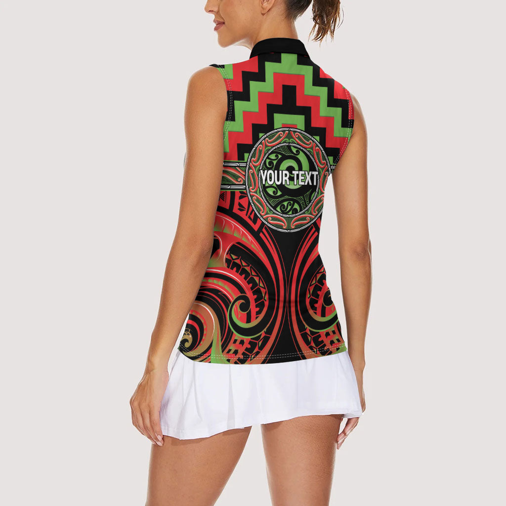 Aotearoa Ngati Maru Personalised Women Sleeveless Polo Shirt Maori Iwi Poutama Puhoro Tattoo