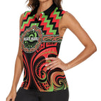 Aotearoa Ngati Maru Personalised Women Sleeveless Polo Shirt Maori Iwi Poutama Puhoro Tattoo