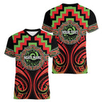 Aotearoa Ngati Maru Personalised Women V-Neck T-Shirt Maori Iwi Poutama Puhoro Tattoo
