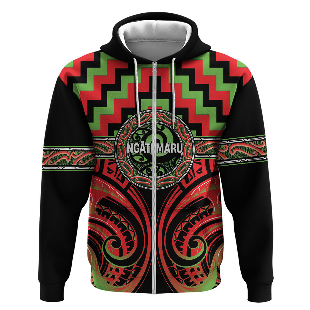 Aotearoa Ngati Maru Personalised Zip Hoodie Maori Iwi Poutama Puhoro Tattoo
