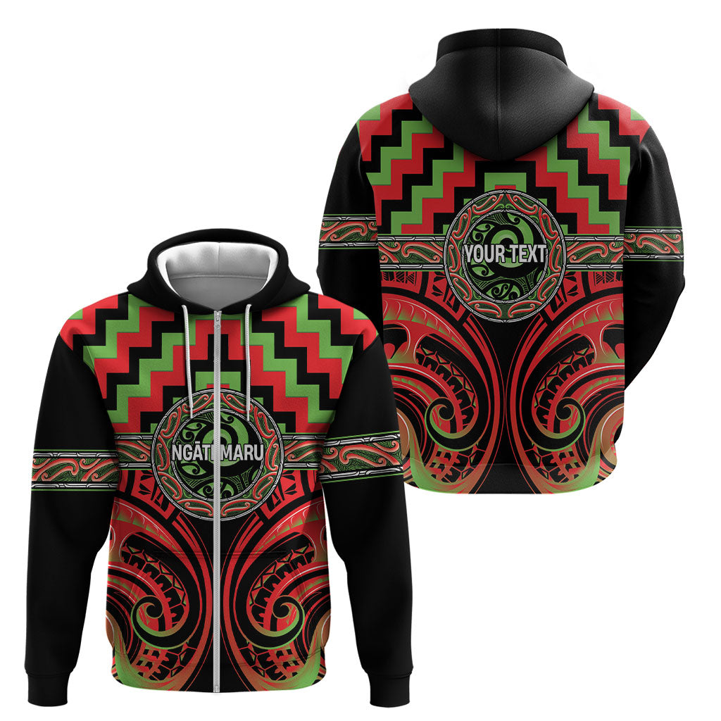 Aotearoa Ngati Maru Personalised Zip Hoodie Maori Iwi Poutama Puhoro Tattoo