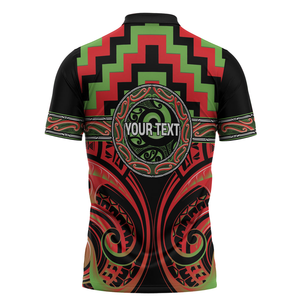 Aotearoa Ngati Maru Personalised Zipper Polo Shirt Maori Iwi Poutama Puhoro Tattoo