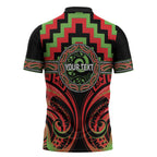 Aotearoa Ngati Maru Personalised Zipper Polo Shirt Maori Iwi Poutama Puhoro Tattoo