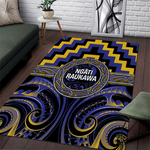 Aotearoa Ngati Raukawa Area Rug Maori Iwi Poutama Puhoro Tattoo