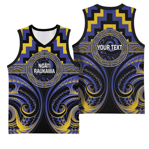 Aotearoa Ngati Raukawa Personalised Basketball Jersey Maori Iwi Poutama Puhoro Tattoo