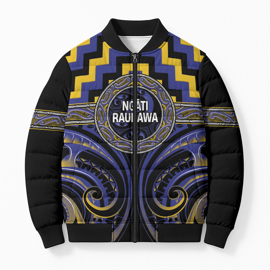 Aotearoa Ngati Raukawa Personalised Bomber Puffer Jacket Maori Iwi Poutama Puhoro Tattoo