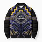 Aotearoa Ngati Raukawa Personalised Bomber Puffer Jacket Maori Iwi Poutama Puhoro Tattoo