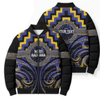 Aotearoa Ngati Raukawa Personalised Bomber Puffer Jacket Maori Iwi Poutama Puhoro Tattoo