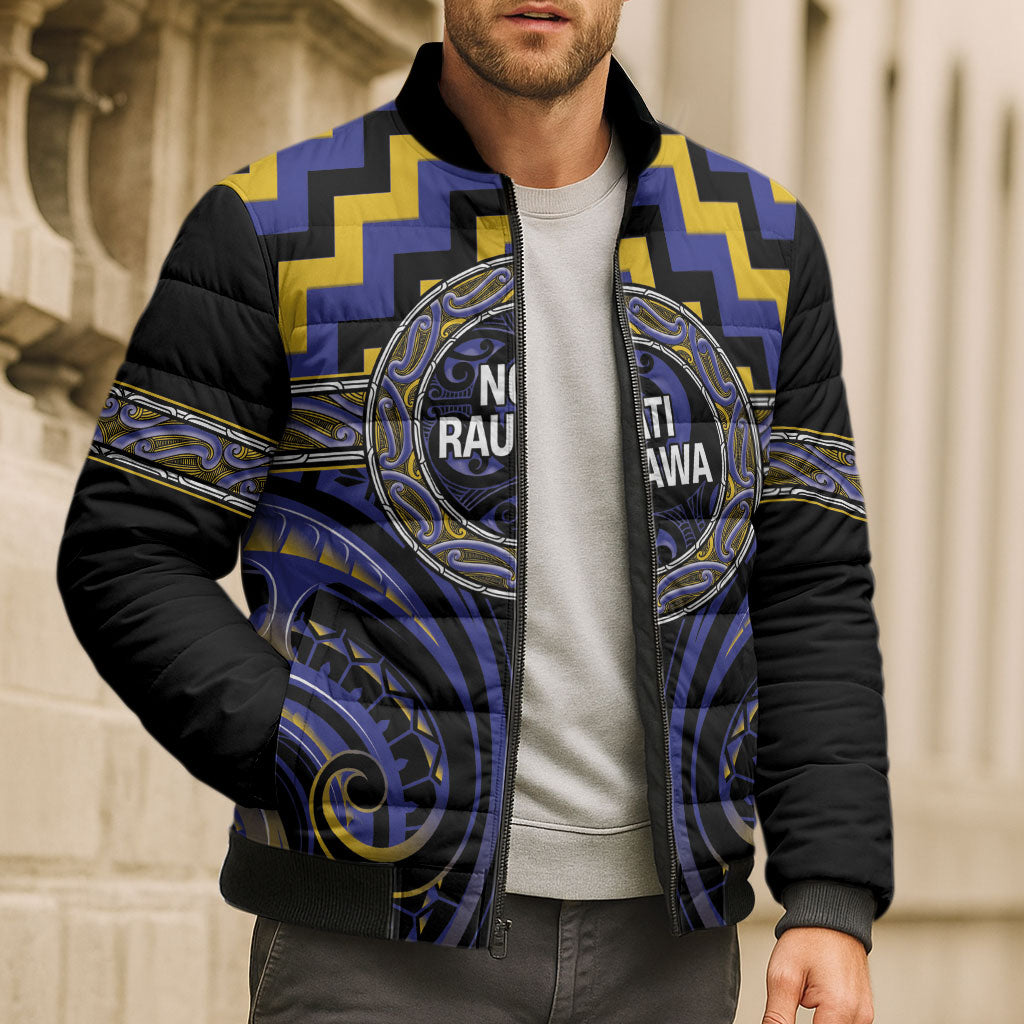 Aotearoa Ngati Raukawa Personalised Bomber Puffer Jacket Maori Iwi Poutama Puhoro Tattoo