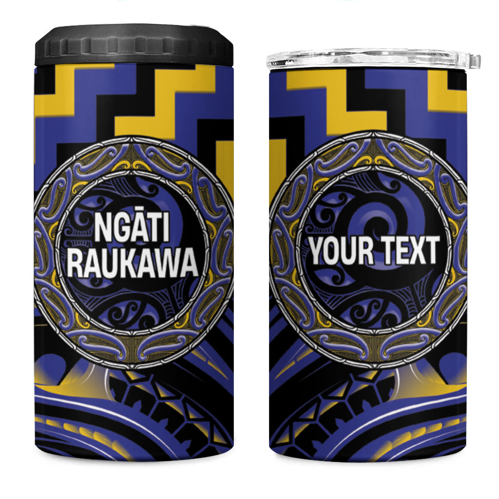 Aotearoa Ngati Raukawa Personalised 4 in 1 Can Cooler Tumbler Maori Iwi Poutama Puhoro Tattoo