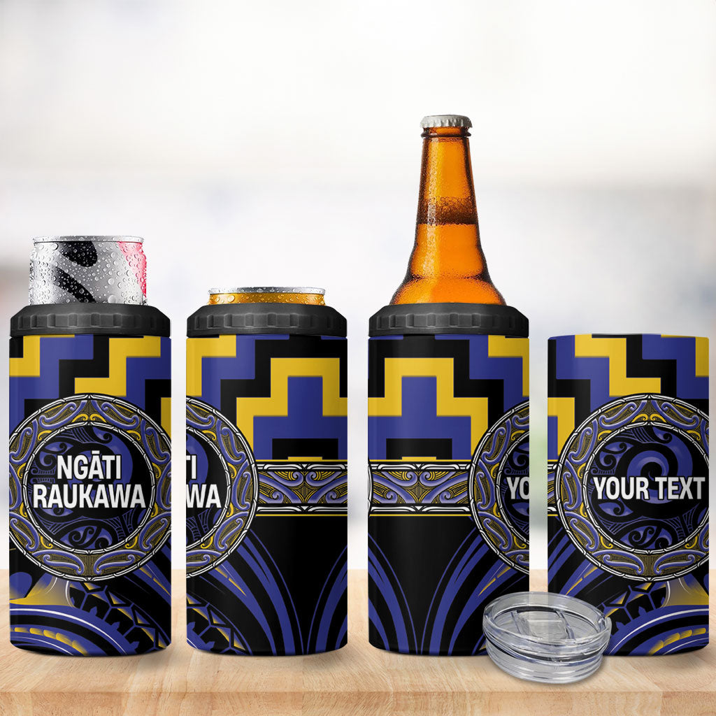 Aotearoa Ngati Raukawa Personalised 4 in 1 Can Cooler Tumbler Maori Iwi Poutama Puhoro Tattoo