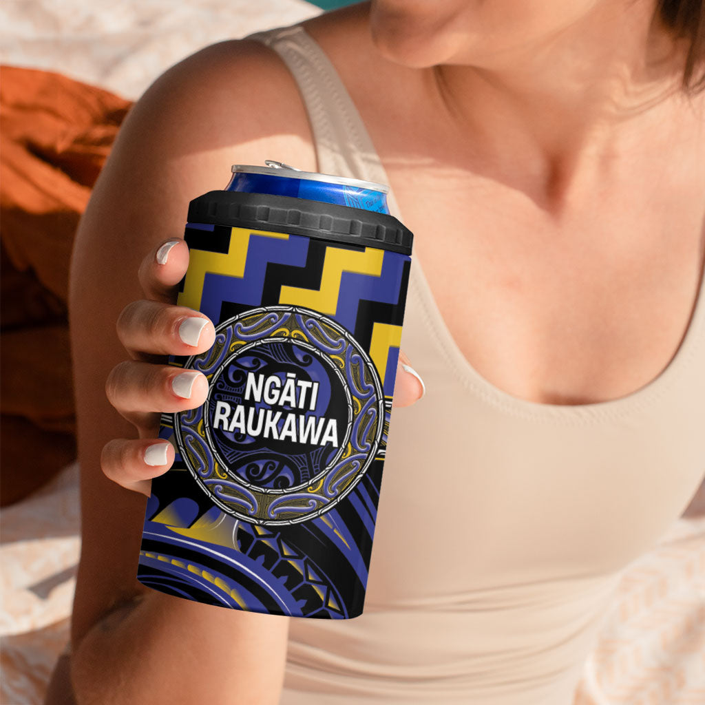 Aotearoa Ngati Raukawa Personalised 4 in 1 Can Cooler Tumbler Maori Iwi Poutama Puhoro Tattoo