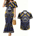 Aotearoa Ngati Raukawa Personalised Couples Matching Mermaid Dress and Hawaiian Shirt Maori Iwi Poutama Puhoro Tattoo