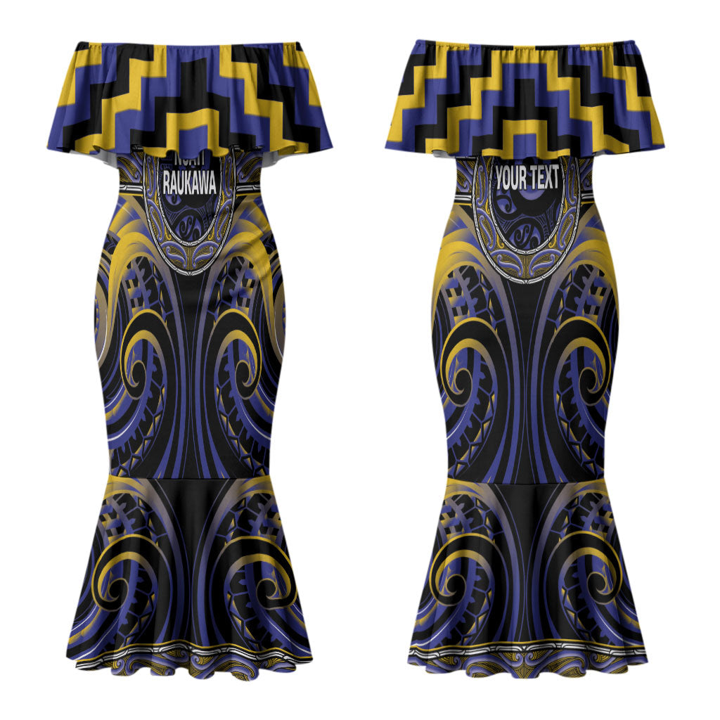 Aotearoa Ngati Raukawa Personalised Couples Matching Mermaid Dress and Hawaiian Shirt Maori Iwi Poutama Puhoro Tattoo