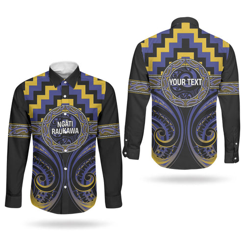 Aotearoa Ngati Raukawa Personalised Couples Matching Mermaid Dress and Long Sleeve Button Shirt Maori Iwi Poutama Puhoro Tattoo