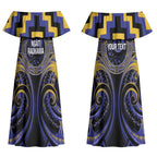 Aotearoa Ngati Raukawa Personalised Couples Matching Off Shoulder Maxi Dress and Hawaiian Shirt Maori Iwi Poutama Puhoro Tattoo