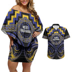 Aotearoa Ngati Raukawa Personalised Couples Matching Off Shoulder Short Dress and Hawaiian Shirt Maori Iwi Poutama Puhoro Tattoo
