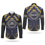 Aotearoa Ngati Raukawa Personalised Couples Matching Off Shoulder Short Dress and Long Sleeve Button Shirt Maori Iwi Poutama Puhoro Tattoo